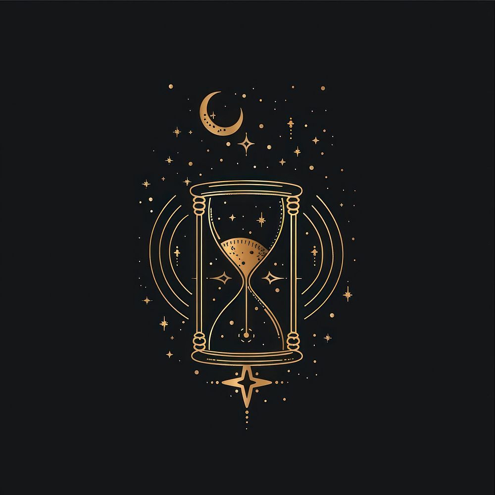 Surreal aesthetic hourglass logo blackboard astronomy outdoors.