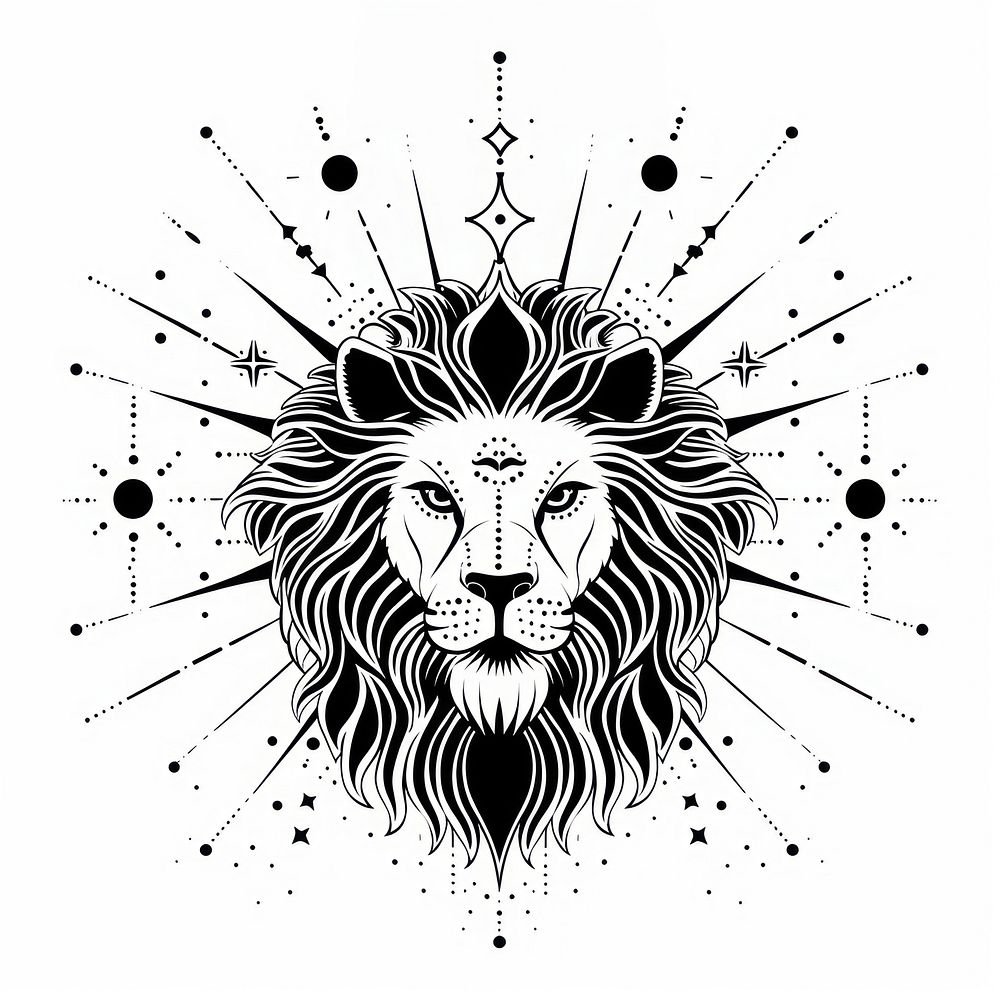 Leo Zodiac logo art illustrated wildlife.
