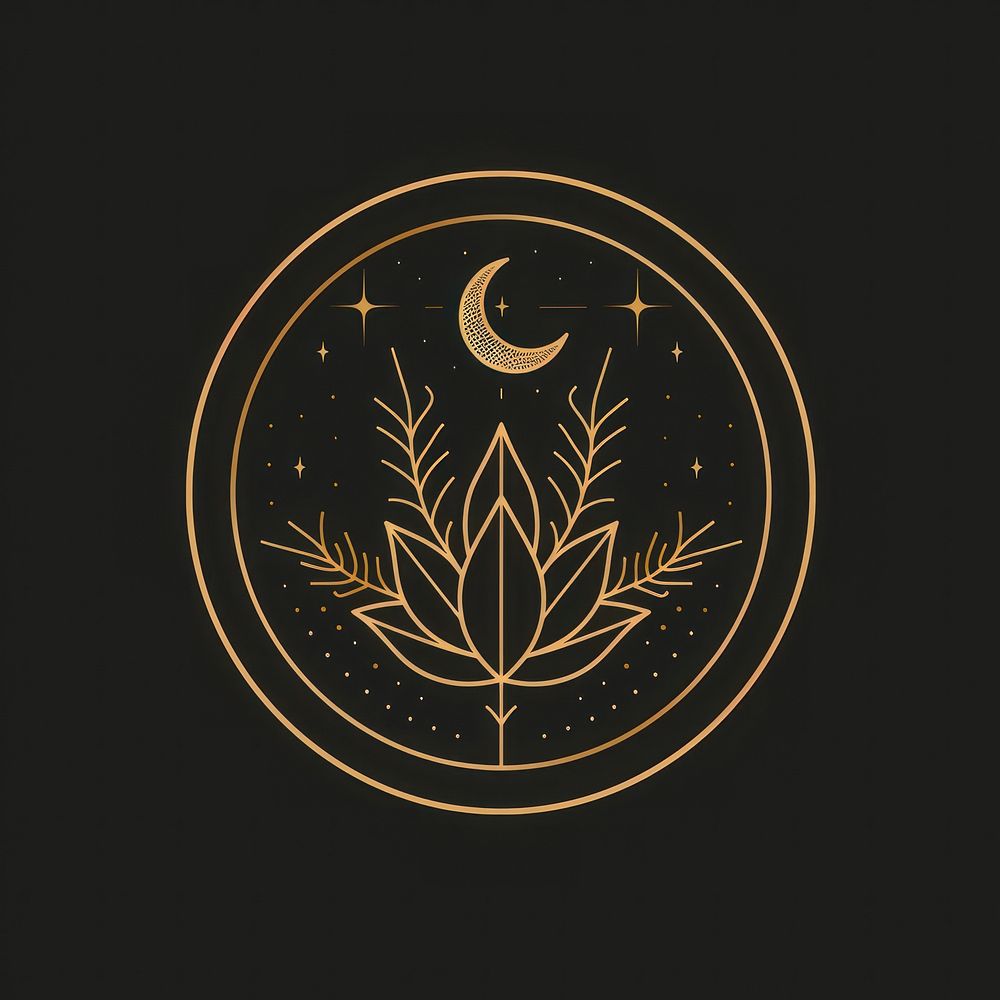 Surreal aesthetic Plant logo blackboard emblem symbol.