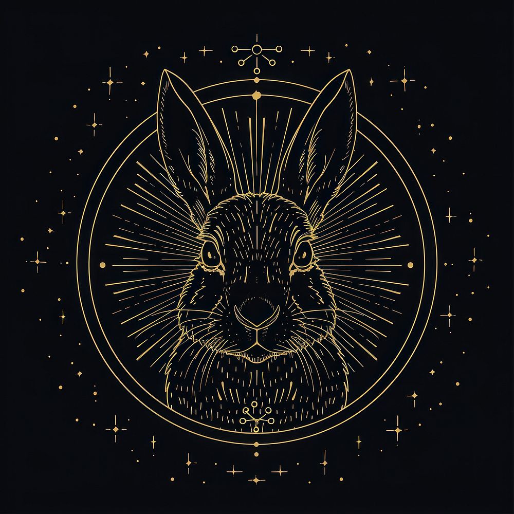 Surreal aesthetic rabbit logo chandelier symbol animal.