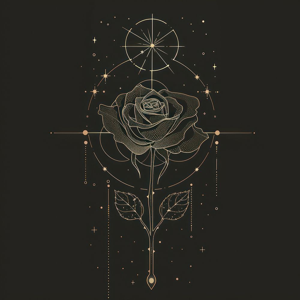 Surreal aesthetic rose logo art chandelier diagram.