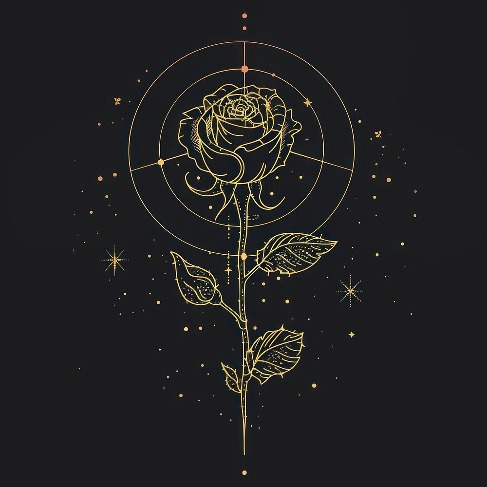 Surreal aesthetic rose logo art blackboard outdoors.