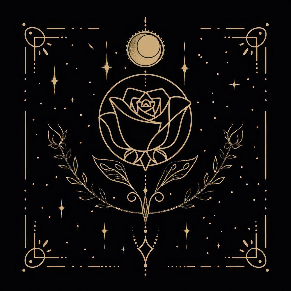 Surreal aesthetic rose logo blackboard text.