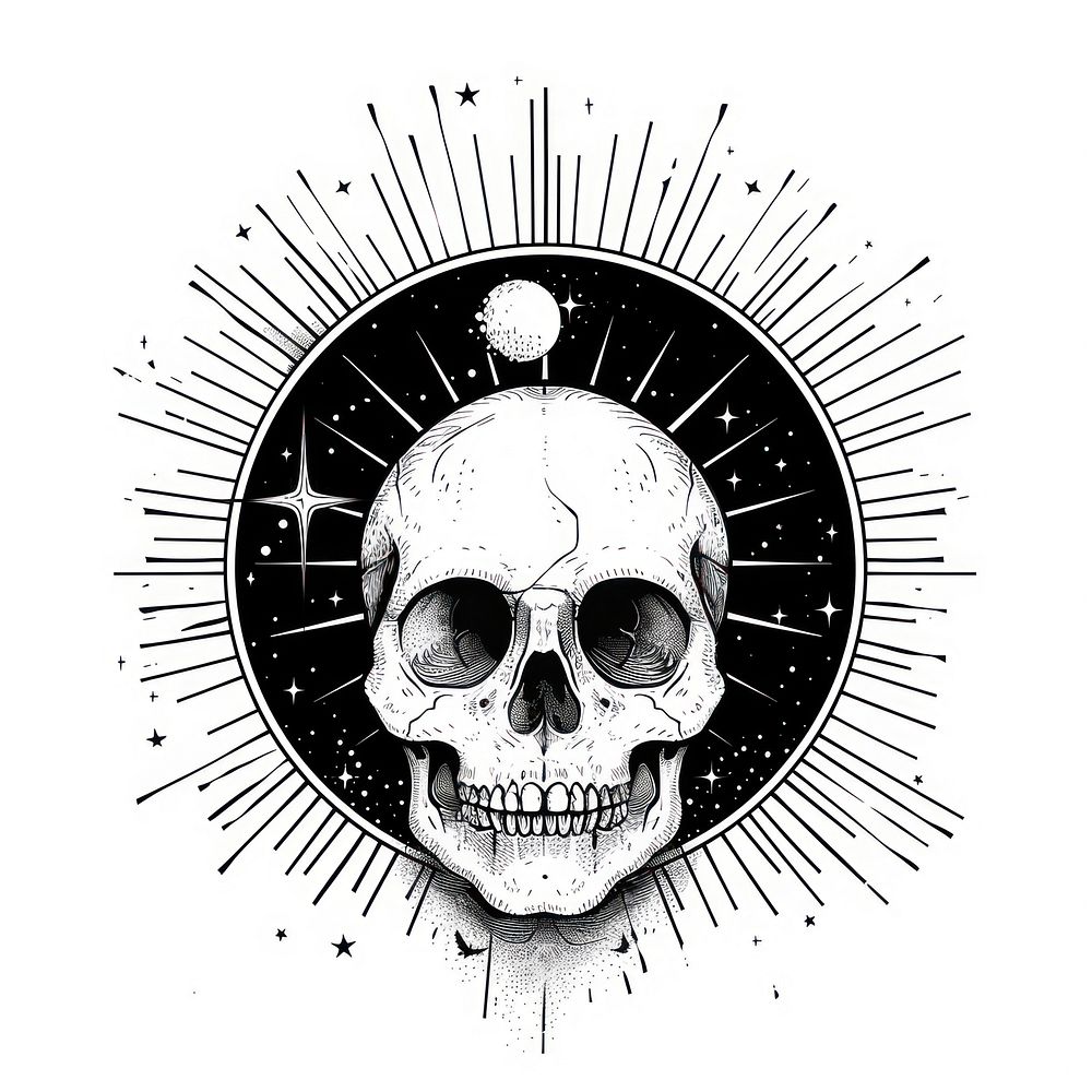 Skull logo art illustrated drawing.