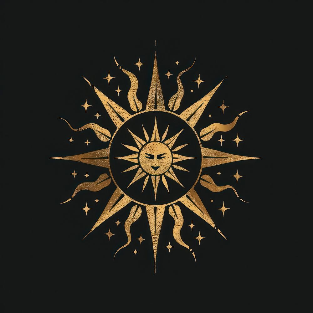 Surreal aesthetic sun logo compass symbol cross.