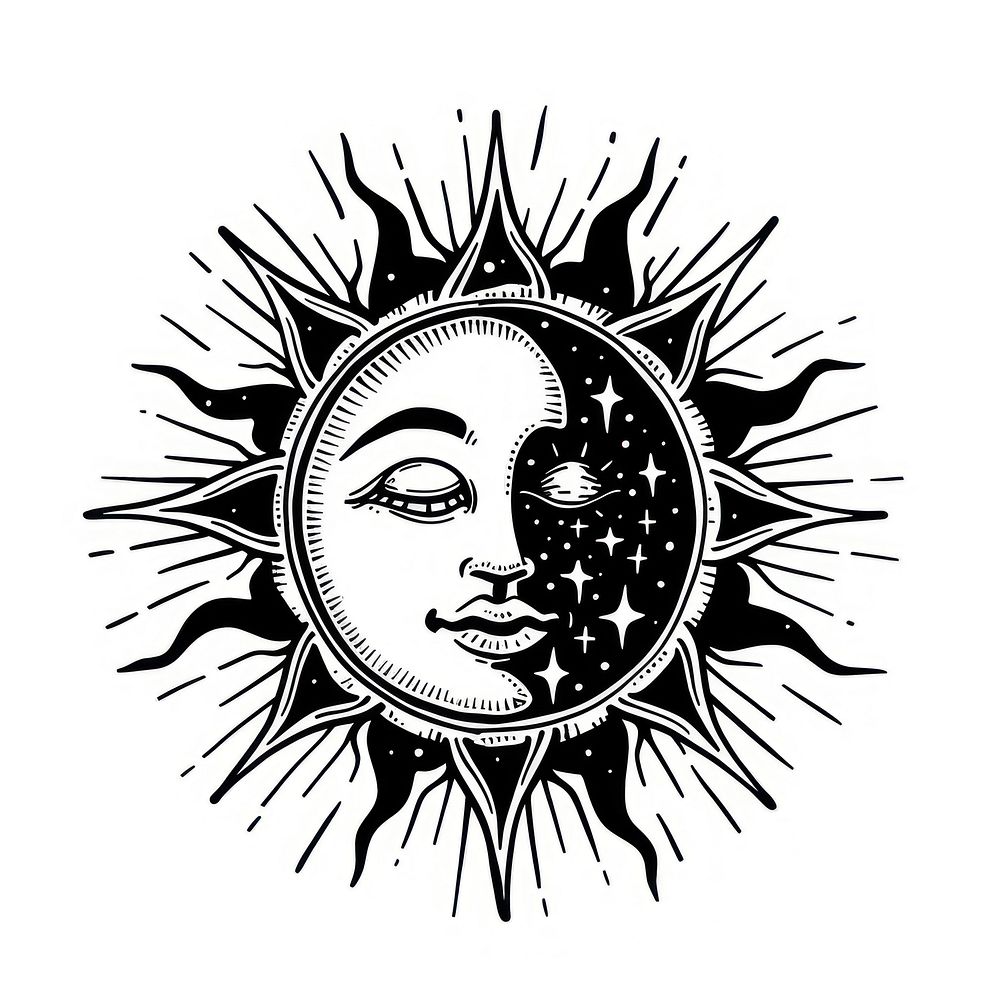 Surreal aesthetic Sun logo art illustrated drawing.