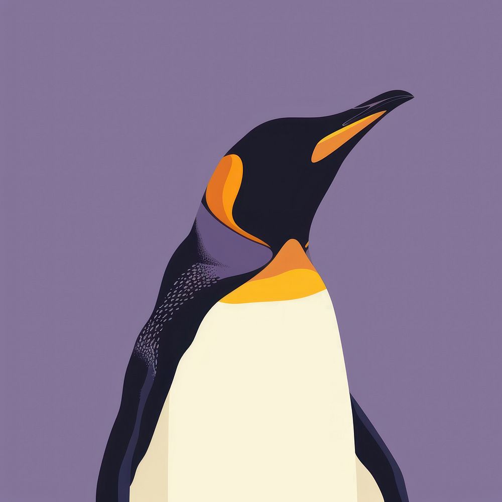 Y2k illustration of penguin animal bird king penguin.