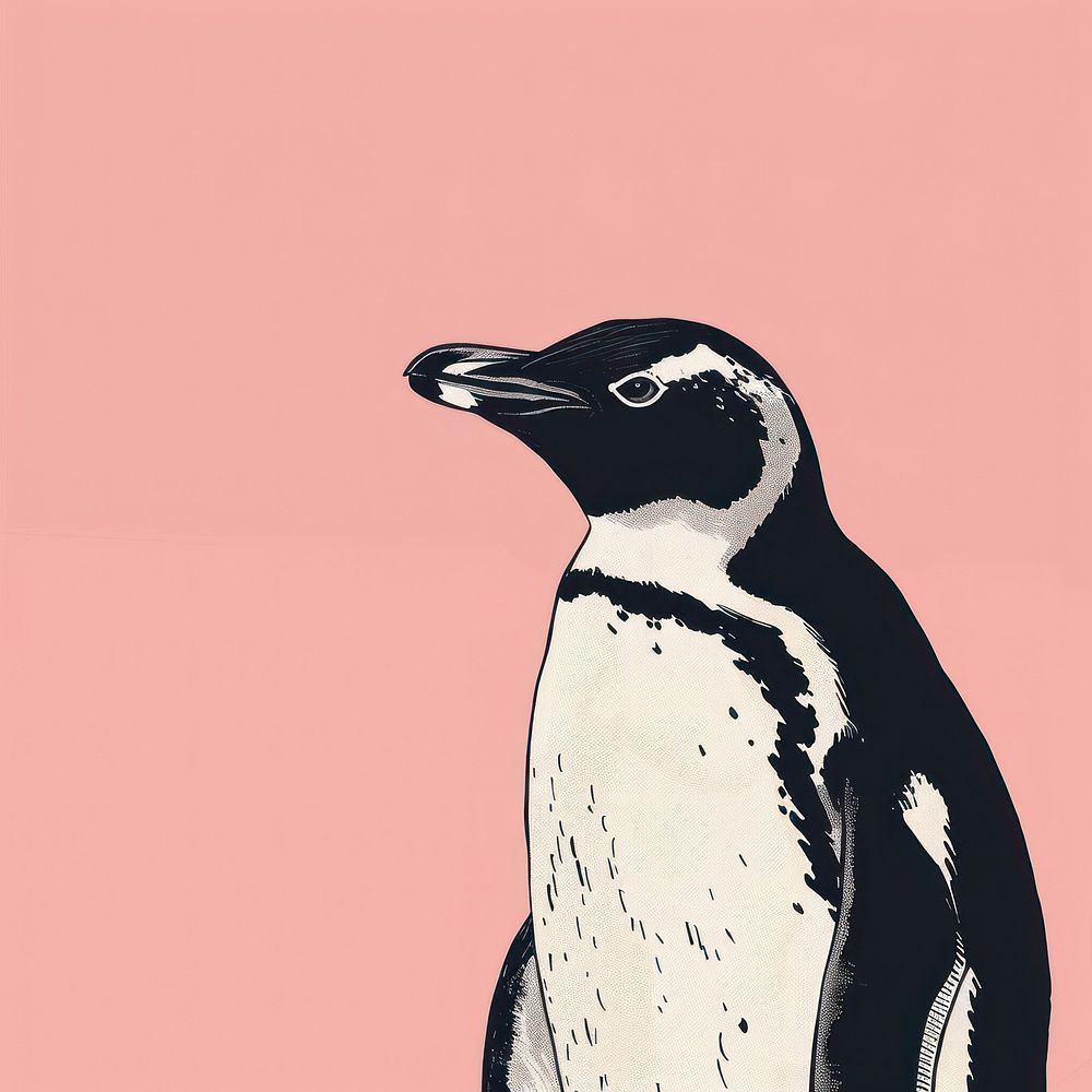 Y2k illustration of penguin animal bird.