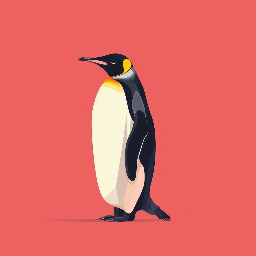 Y2k illustration of penguin animal bird king penguin.