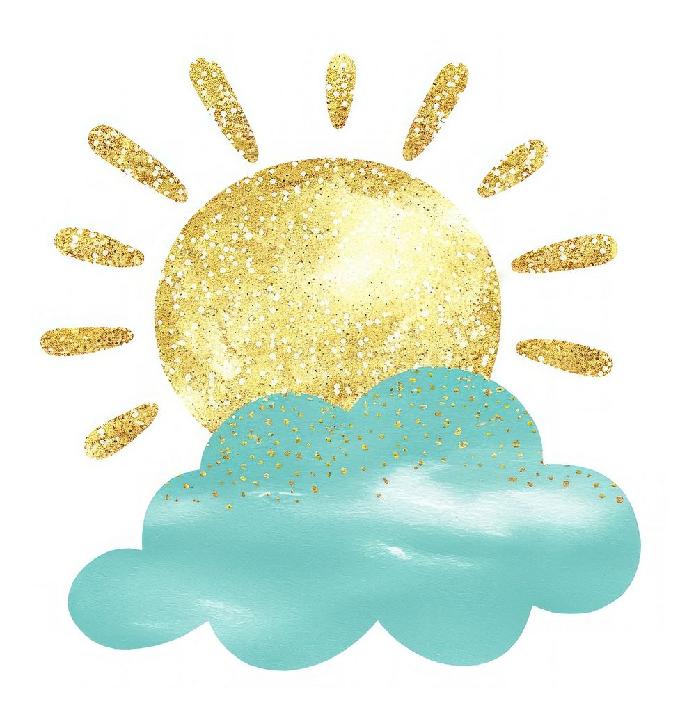 Drawing of the sun and cloud glitter chandelier turquoise.