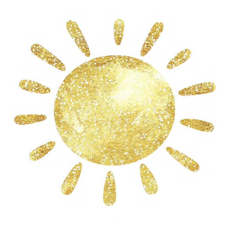 Drawing of the sun and cloud glitter paper gold.