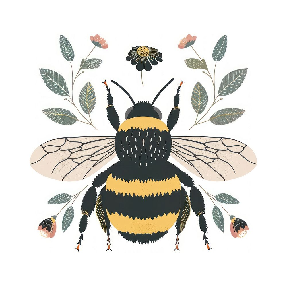 Boho of bee illustration invertebrate bumblebee andrena.