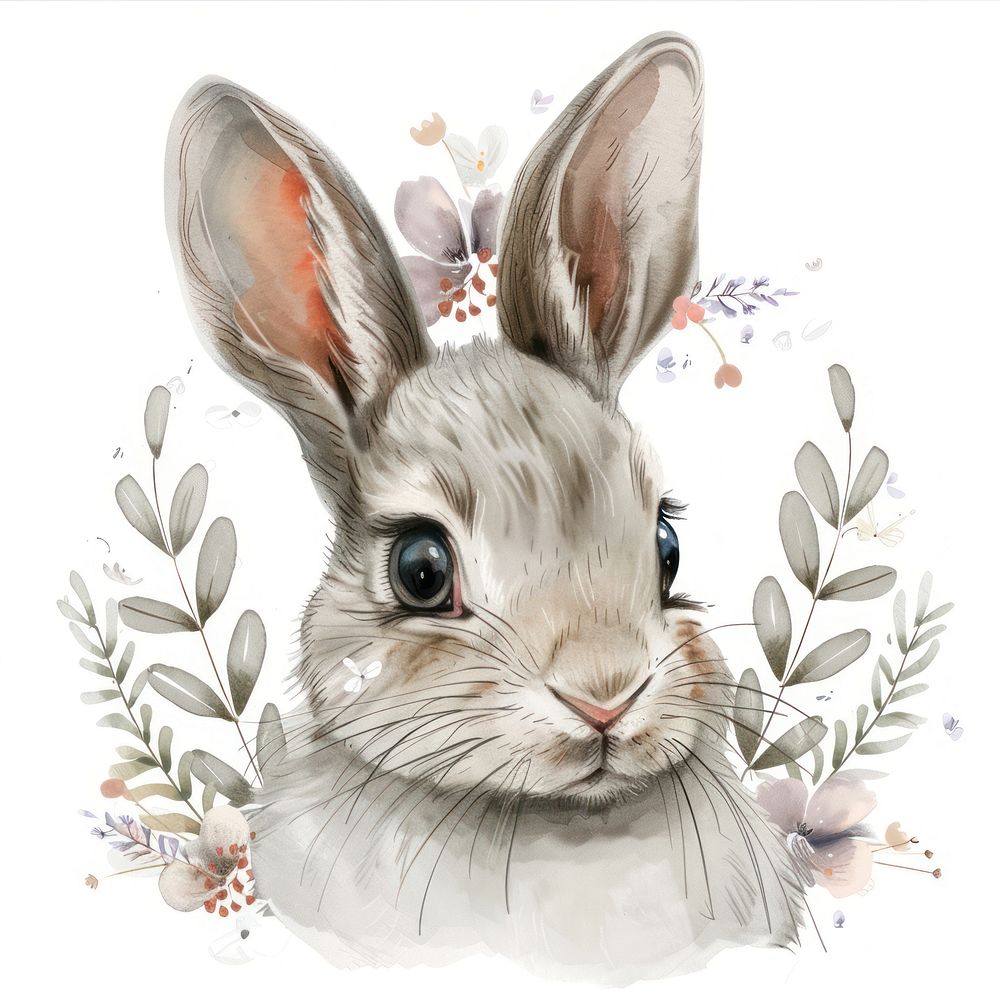 Aesthetic Boho of rabbit art illustrated drawing.