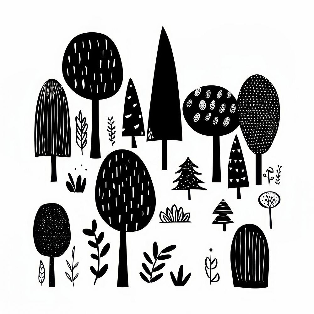 Fun illustration cute forest art illustrated stencil.