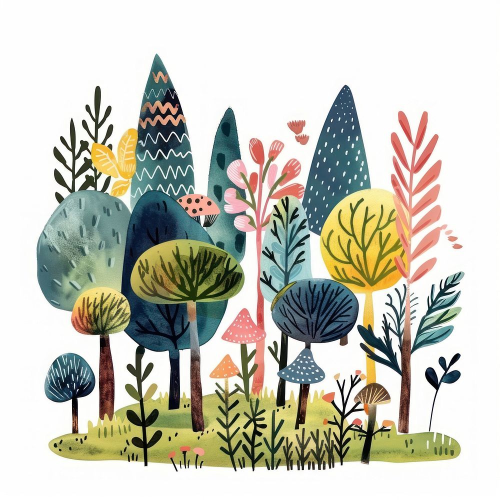 Aesthetic of forest art illustrated outdoors.