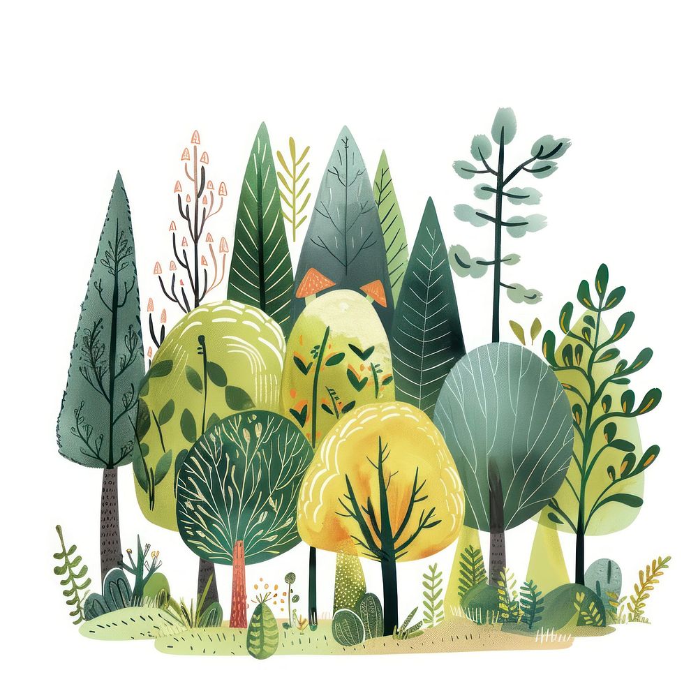Aesthetic of forest art illustrated vegetation.