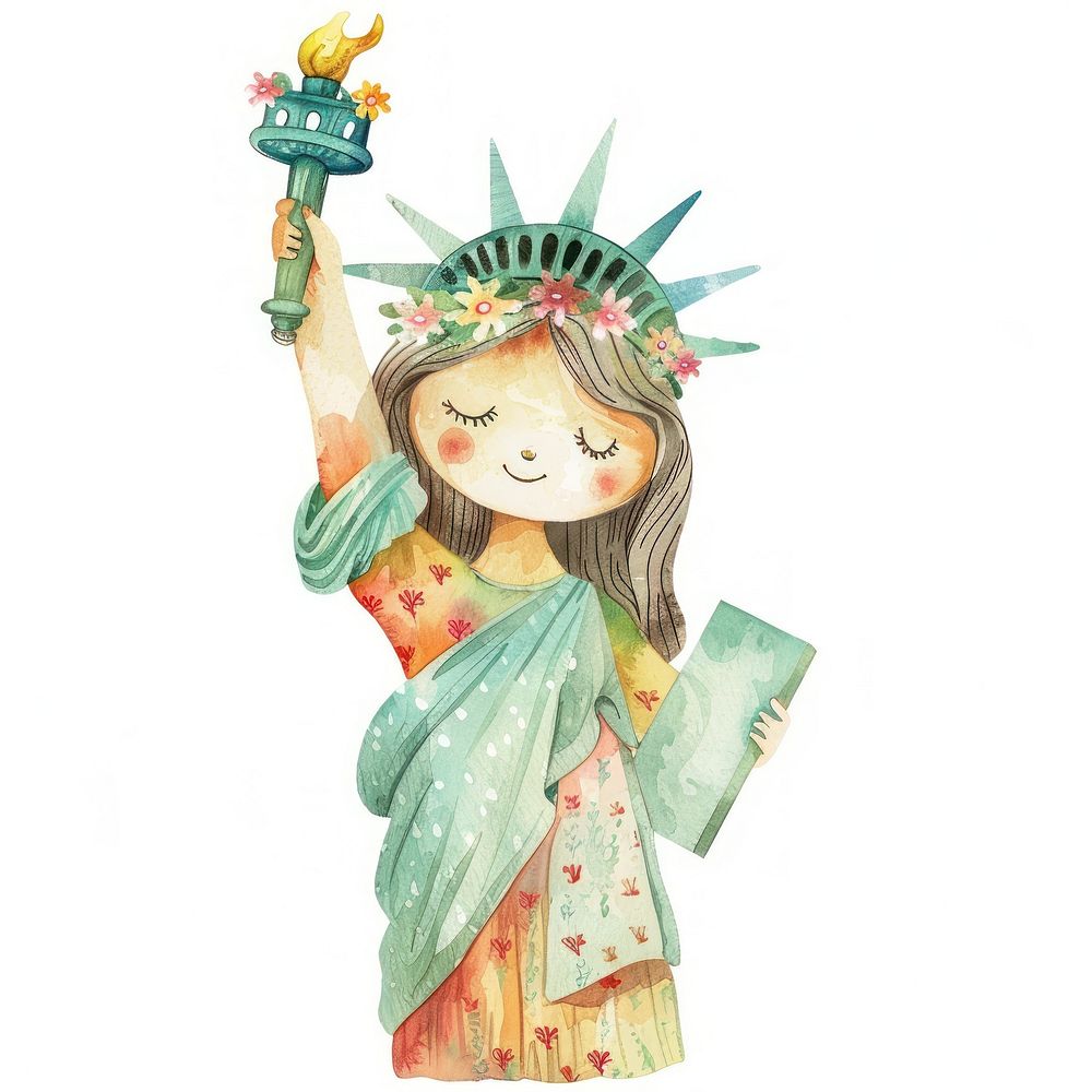 Aesthetic of Statue of Liberty sculpture kid art figurine.
