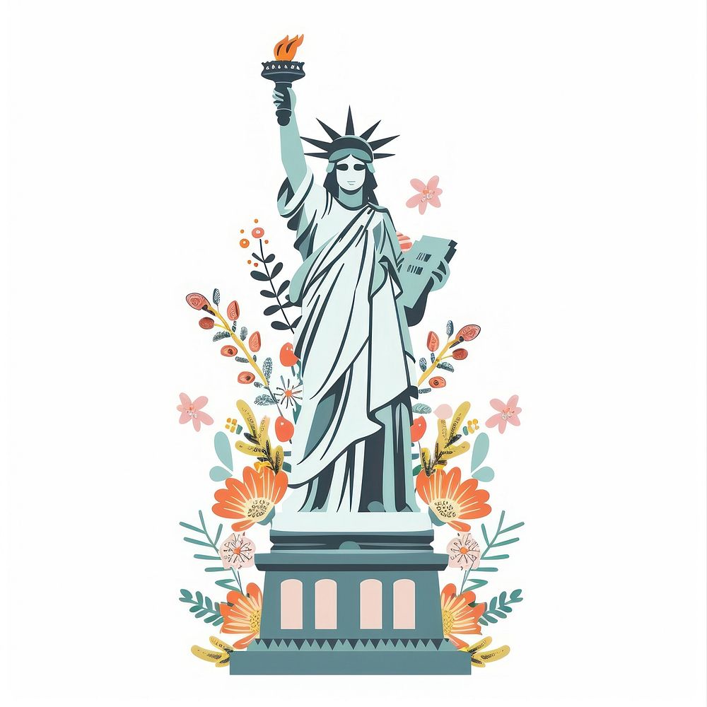 Aesthetic of Statue of Liberty sculpture statue art illustrated.