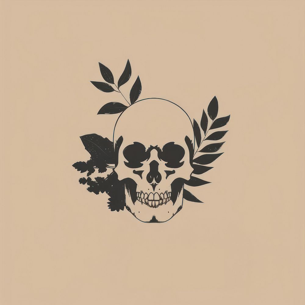 Boho aesthetic skull logo stencil person human.