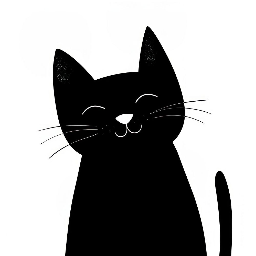 Fun illustration cute cat silhouette animal mammal.