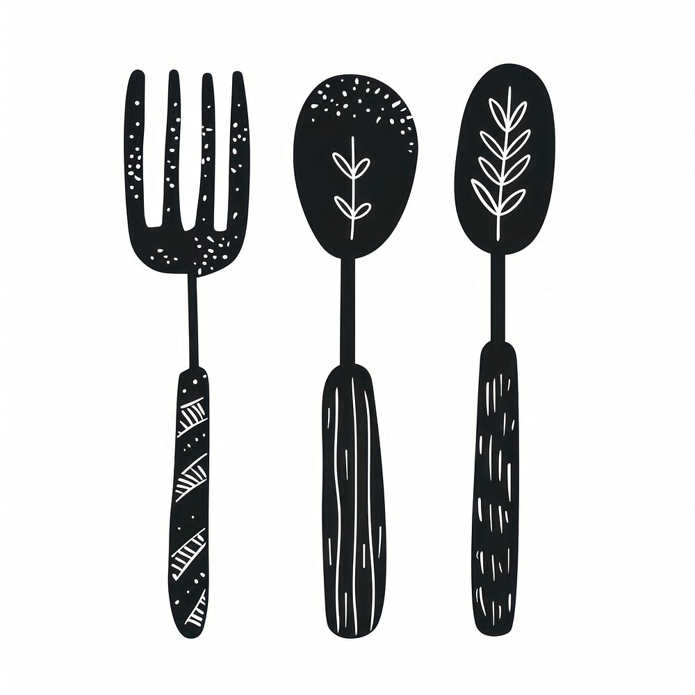 Fun illustration cute cutlery spatula spoon fork.