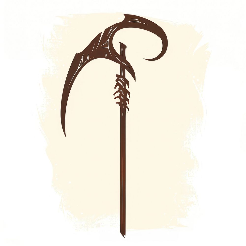 Boho aesthetic scythe logo weapon weaponry stick.