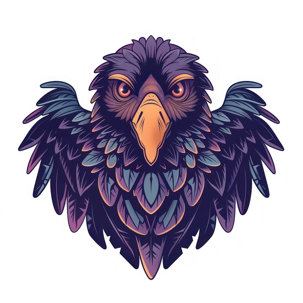Boho aesthetic vulture logo blackbird agelaius animal.