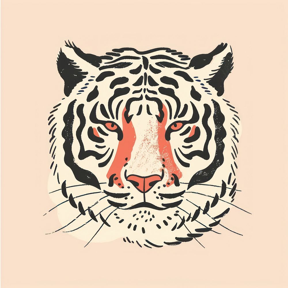 Boho aesthetic white tiger logo wildlife panther leopard.