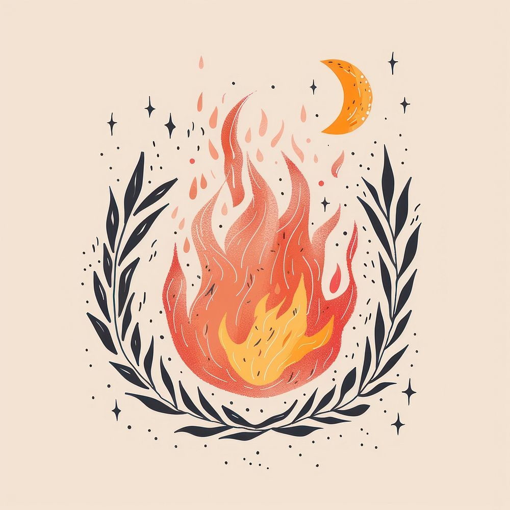 Boho aesthetic wildfire logo art graphics pattern.