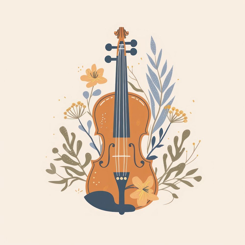 Boho viola logo violin fiddle musical instrument.