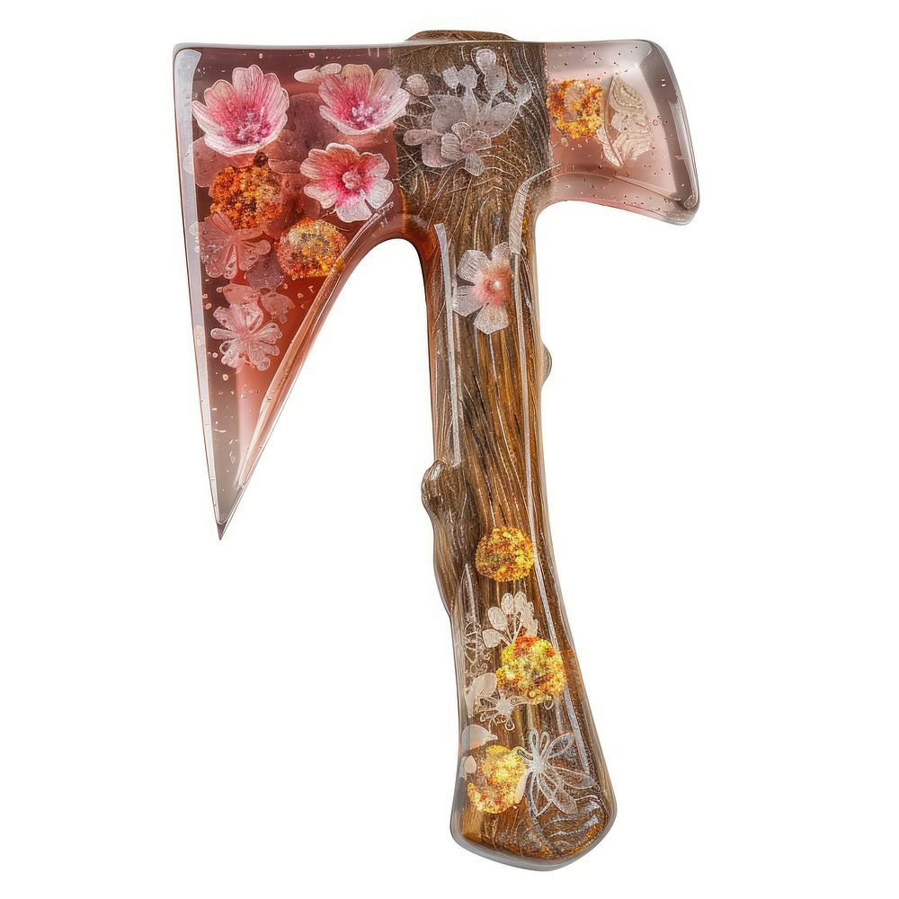 Flower resin axe shaped electronics weaponry hardware.