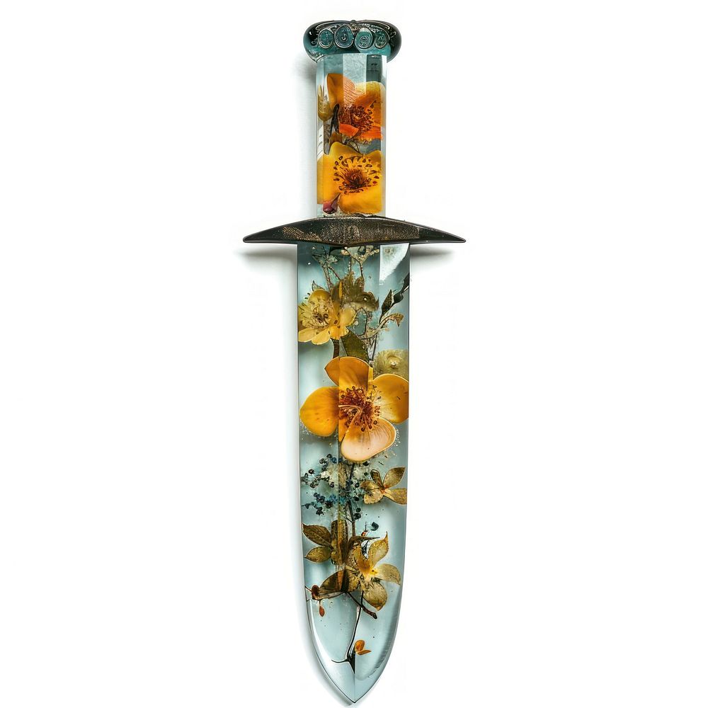 Flower resin dagger shaped weaponry sword blade.