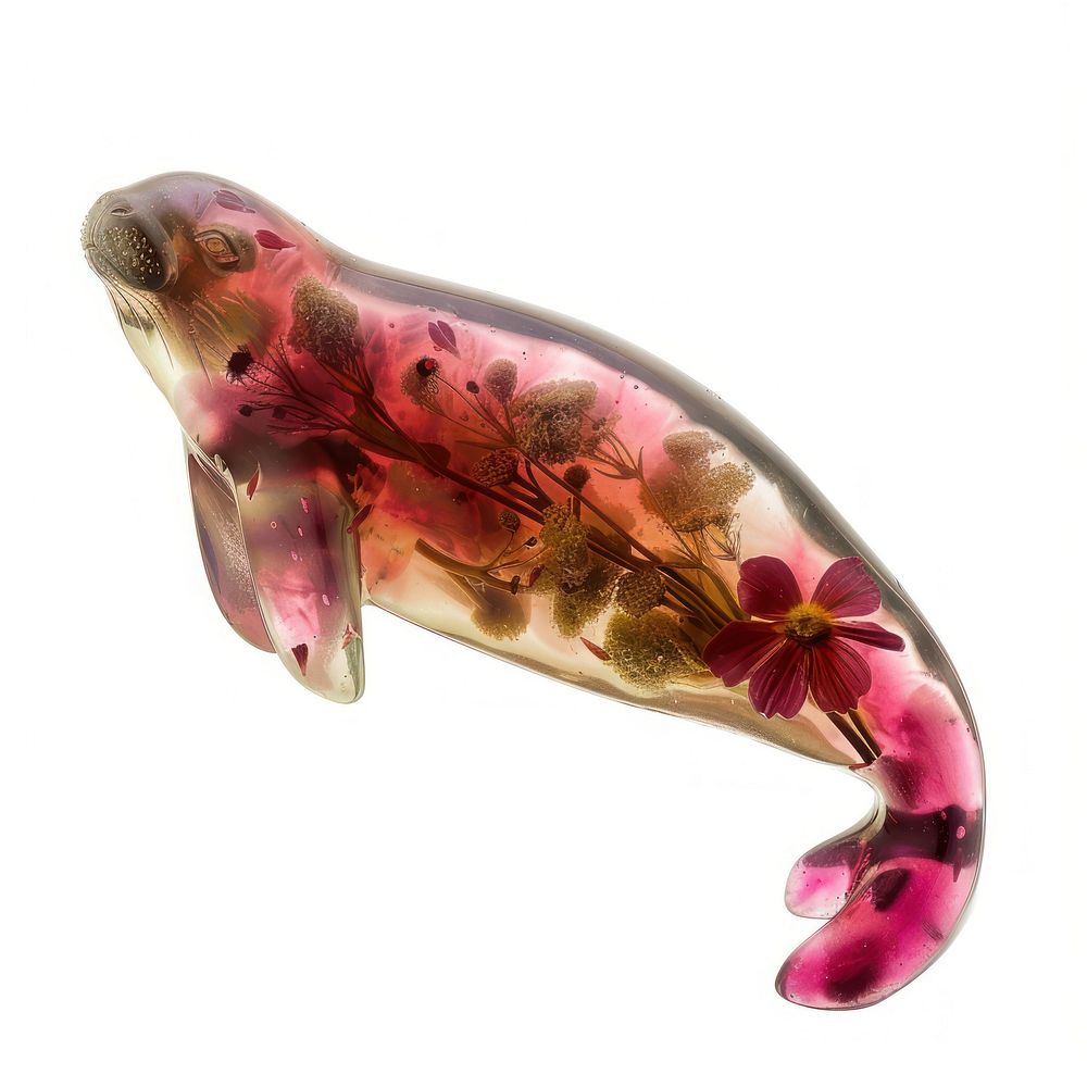 Flower resin walrus shaped amphibian wildlife animal.