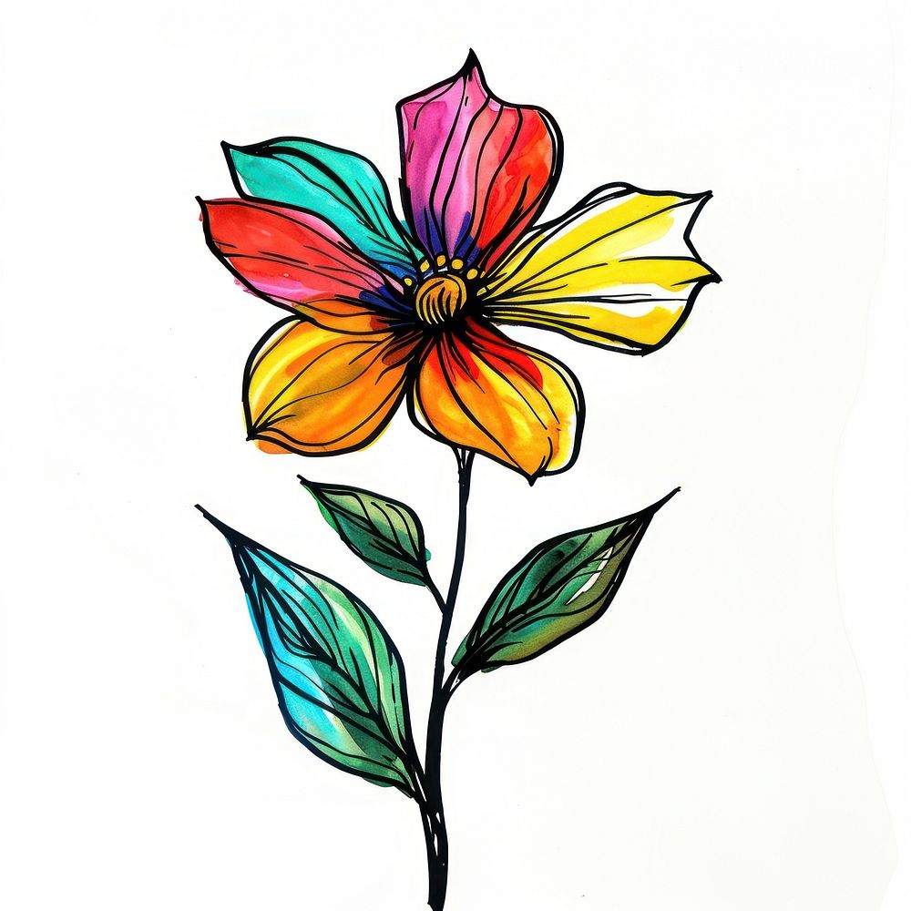Colorful marker of flower graphics pattern blossom.