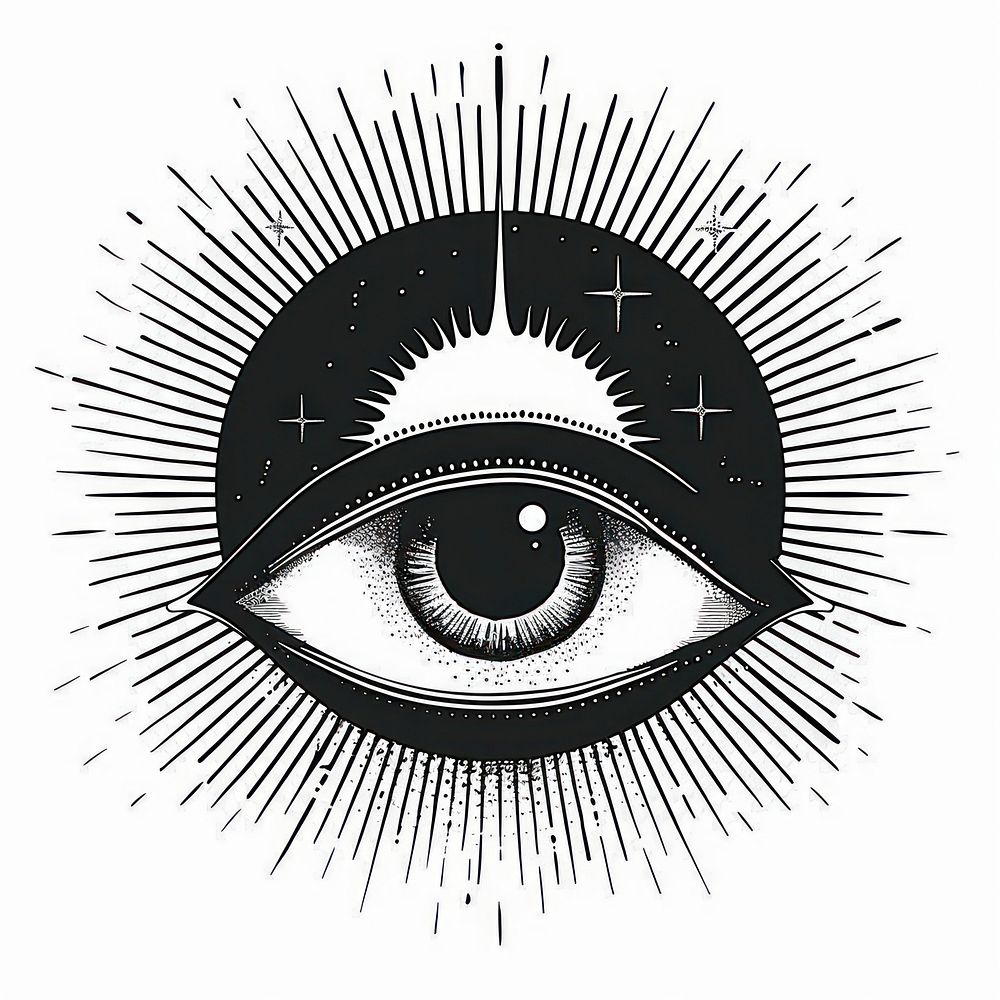 Surreal aesthetic third eye logo art illustrated drawing.