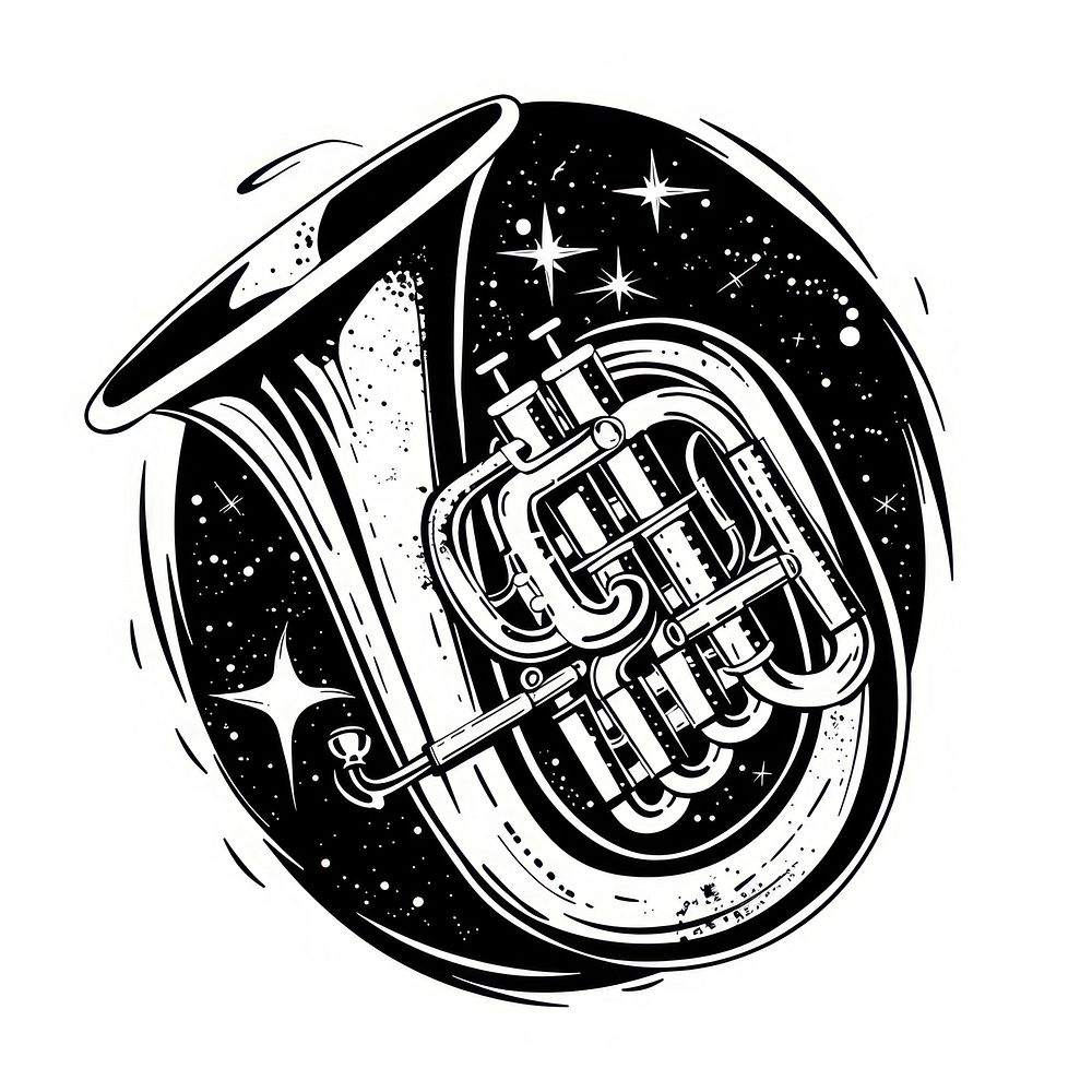 Surreal aesthetic tuba logo euphonium horn musical instrument.