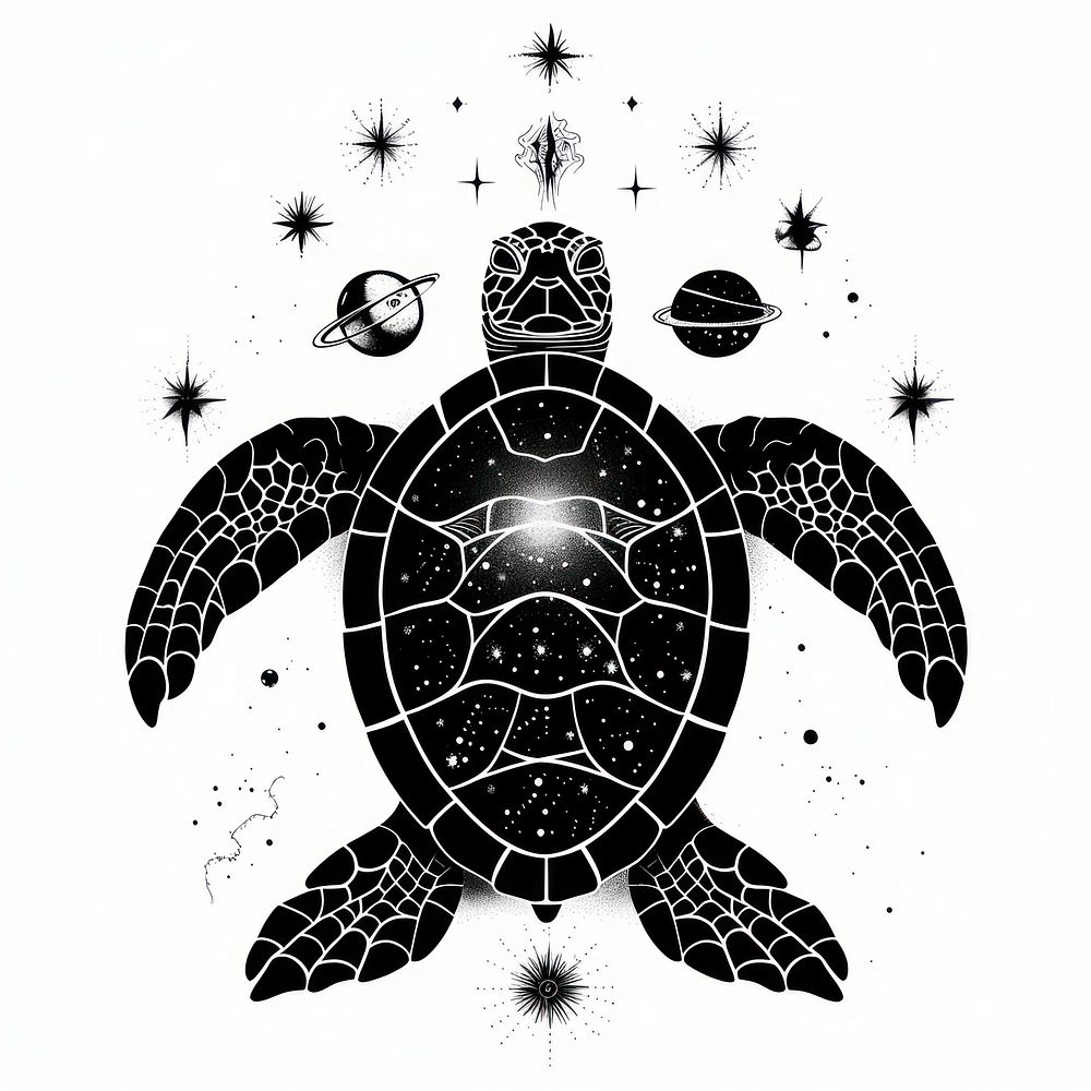 Surreal aesthetic turtle logo tortoise reptile animal.