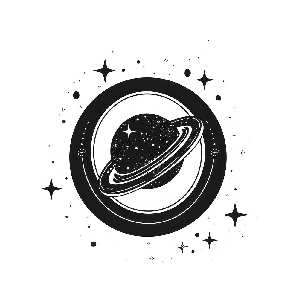 Surreal aesthetic wedding ring logo astronomy universe symbol.