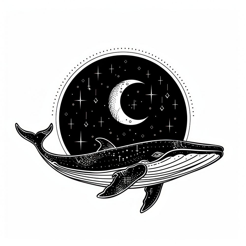 Surreal aesthetic whale logo silhouette art transportation.
