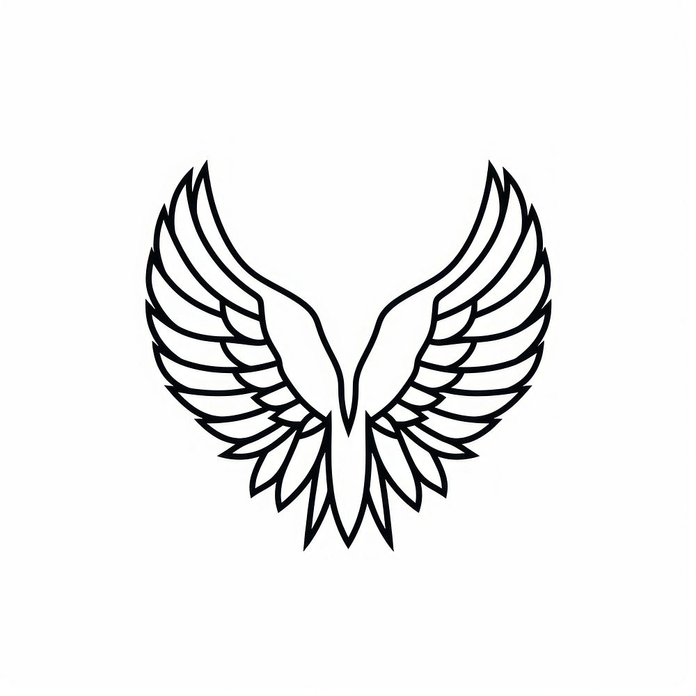 Surreal aesthetic wings logo stencil emblem symbol.