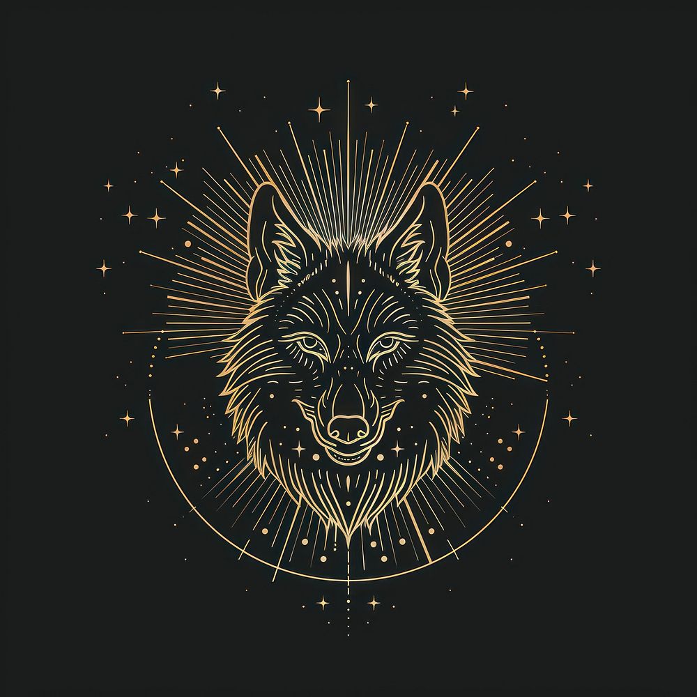 Surreal aesthetic wolf logo chandelier fireworks festival.