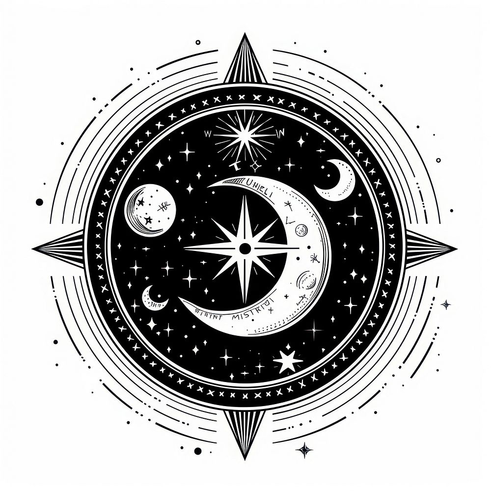 Surreal aesthetic zodiac logo symbol.