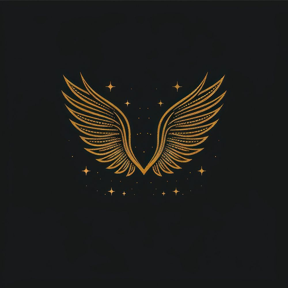 Surreal aesthetic angel wings logo emblem symbol.