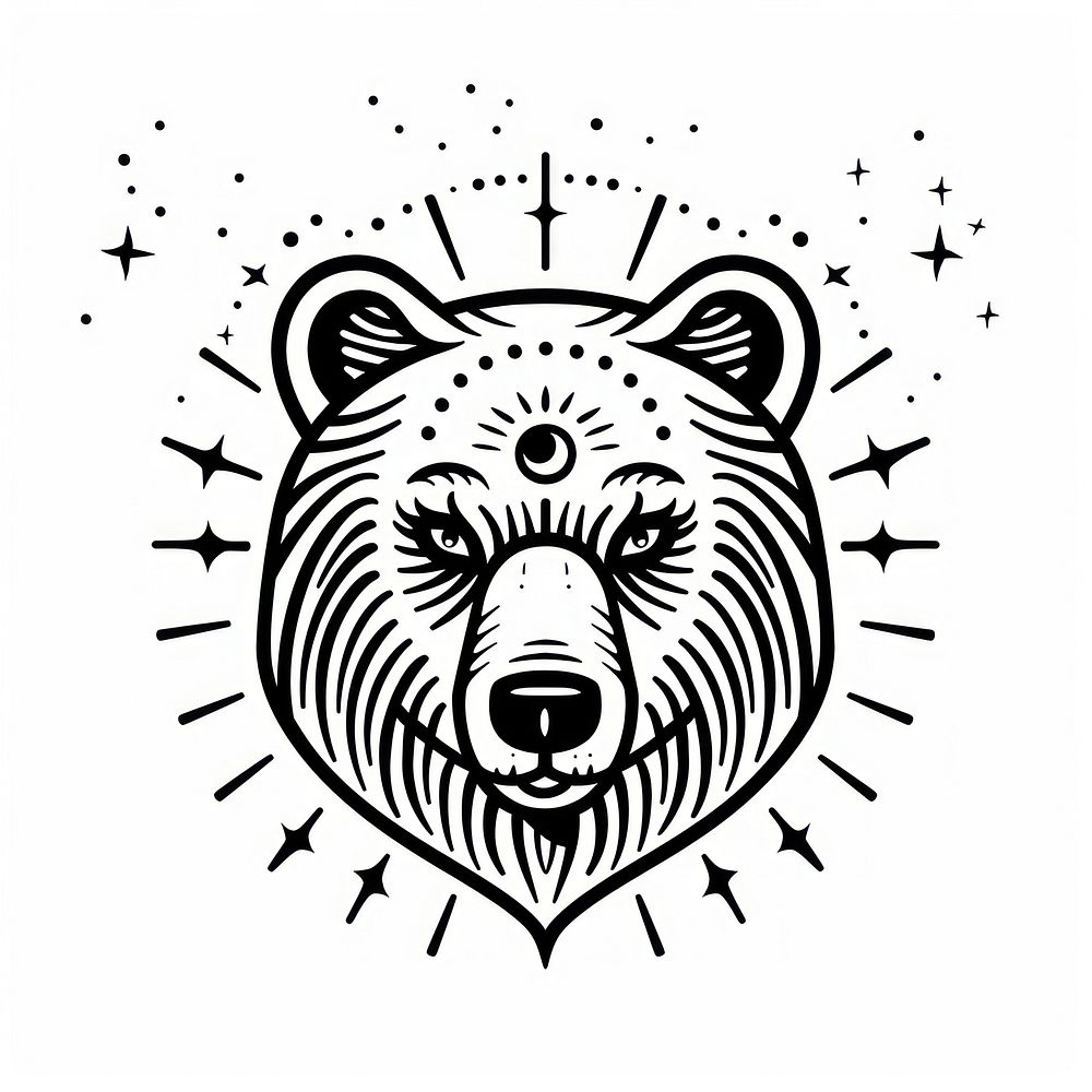 Surreal aesthetic bear logo art illustrated wildlife.