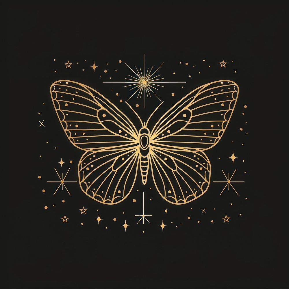 Surreal aesthetic butterfly logo art blackboard symbol.