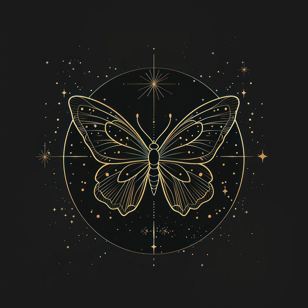 Surreal aesthetic butterfly logo art chandelier fireworks.
