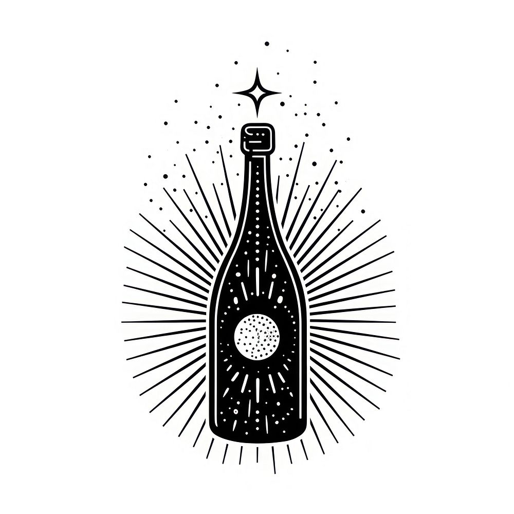 Surreal aesthetic champagne logo astronomy beverage outdoors.