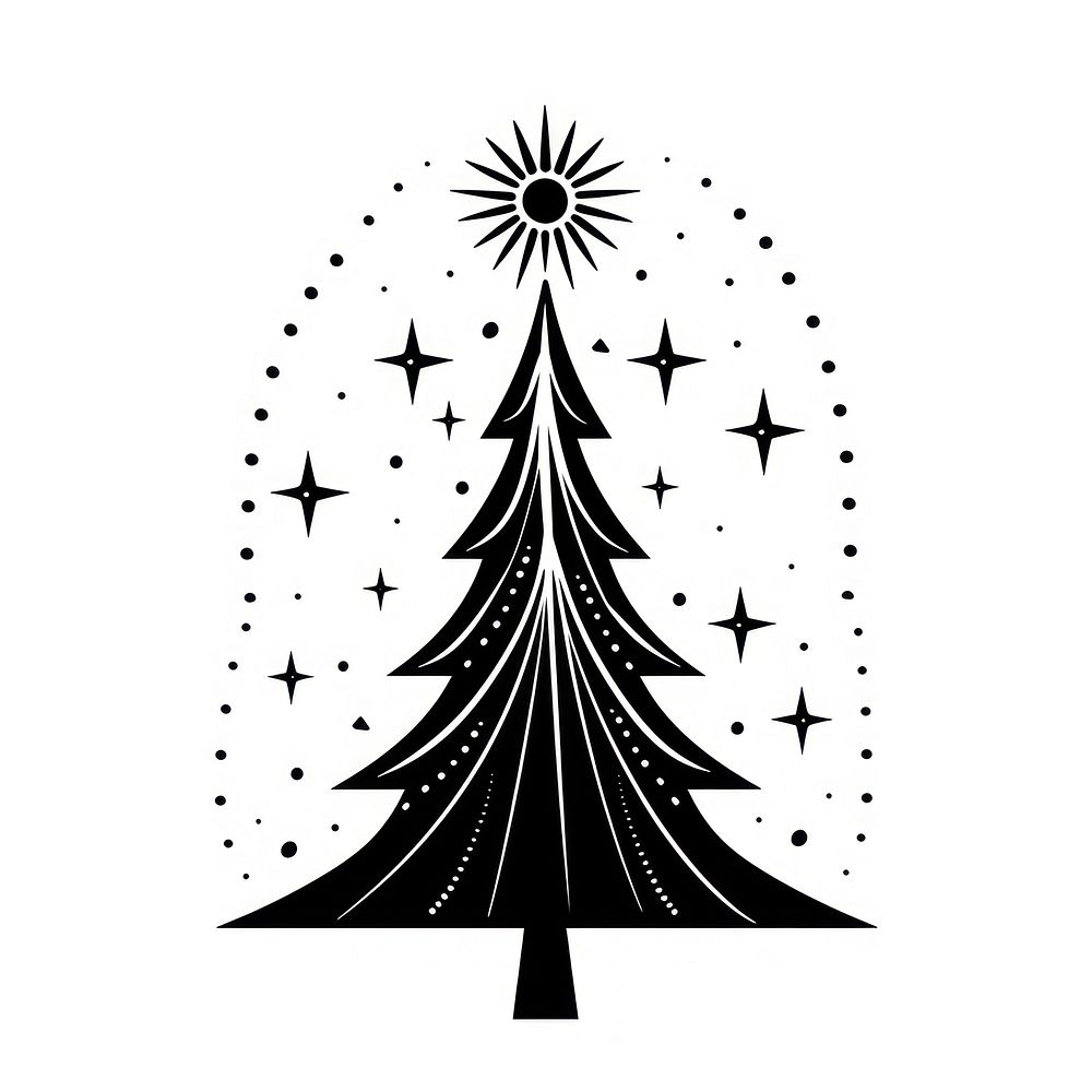 Surreal aesthetic christmas tree logo festival stencil symbol.