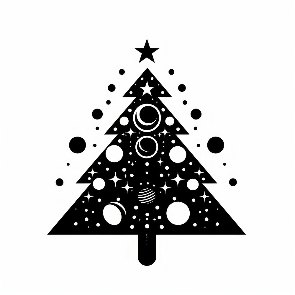Surreal aesthetic christmas tree logo triangle stencil symbol.