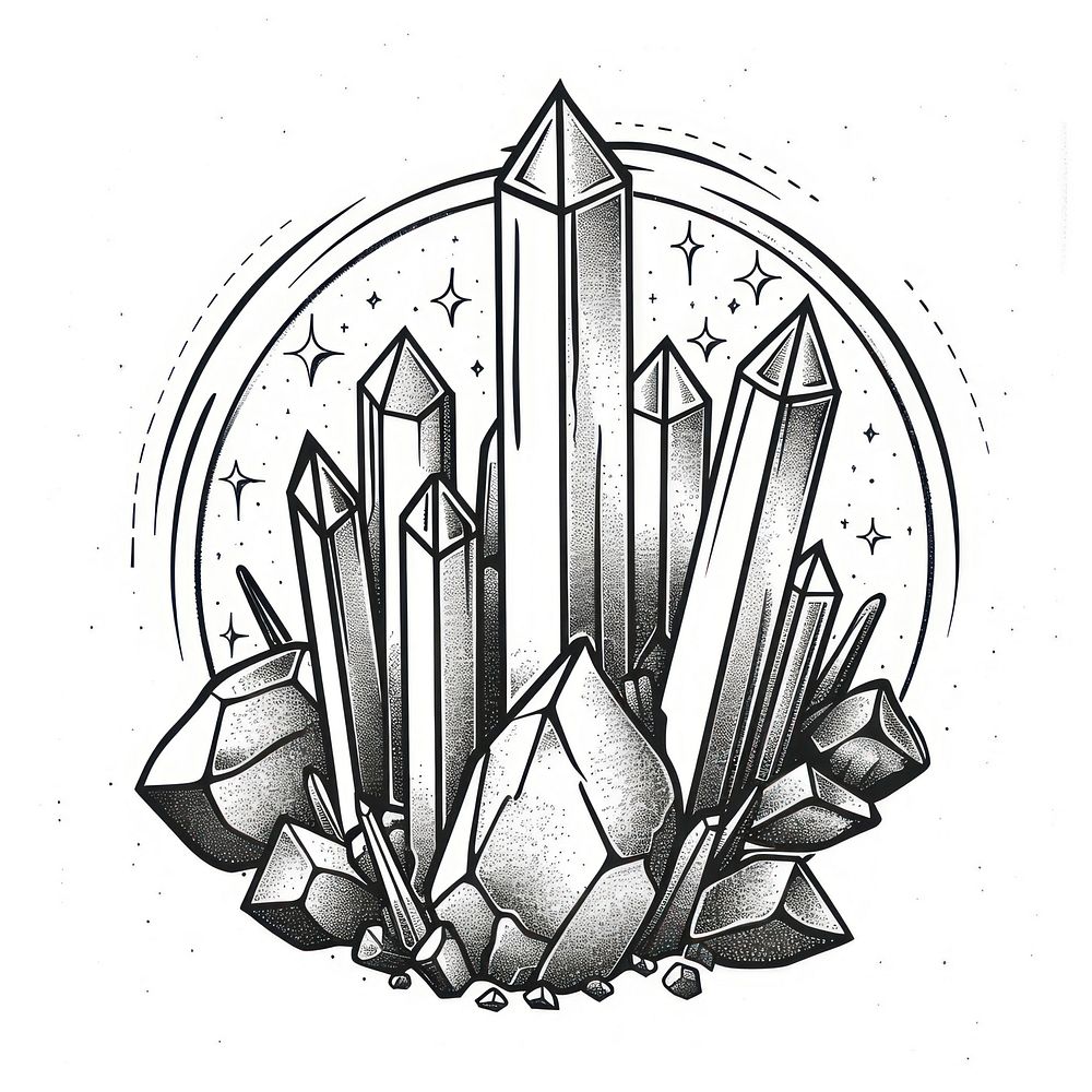 Surreal aesthetic crystal logo art illustrated chandelier.